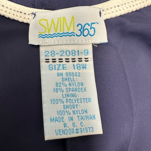 NWOT Swim 365 Navy Modest One Piece Plus Size Swimsuit Romper Sz 18W - Picture 7 of 9